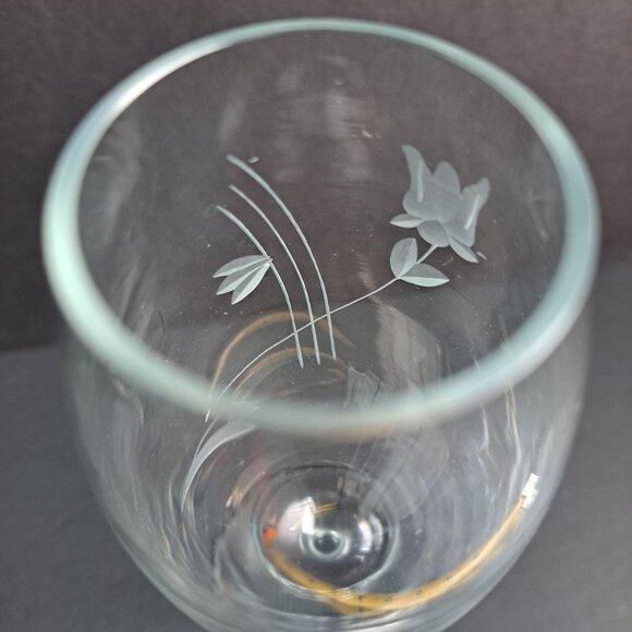 Etched Floral Fluted Champagne Glass Clear Vintage Stemware Elegant Toasting 8" - Picture 13 of 14